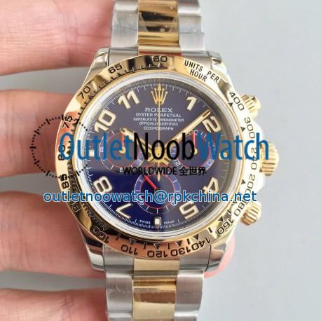 Replica Rolex Daytona Cosmograph 116503 3A 18K Yellow Gold Wrapped & Stainless Steel 904L Blue Dial Swiss 7750 Run 6@SEC