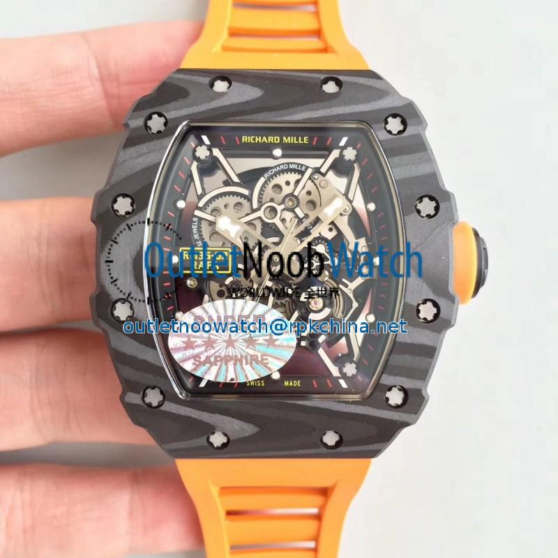 Replica Richard Mille RM35-02 Rafael Nadal KV Forged Carbon Black Skeleton Dial M8215