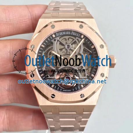 Replica Audemars Piguet Royal Oak Tourbillon Extra-Plate Squelette 26518 JF Rose Gold Black Skeleton Dial Swiss 2924