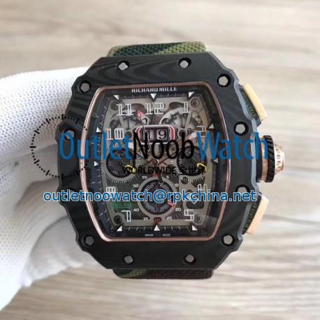 Replica Richard Mille RM011-03 Flyback Chronograph KL Forged Carbon Black Skeleton Dial Swiss 7750