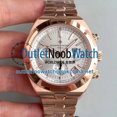 Replica Vacheron Constantin Overseas Chronograph 5500V/000R-B074 JF Rose Gold Silver Dial Swiss 7750