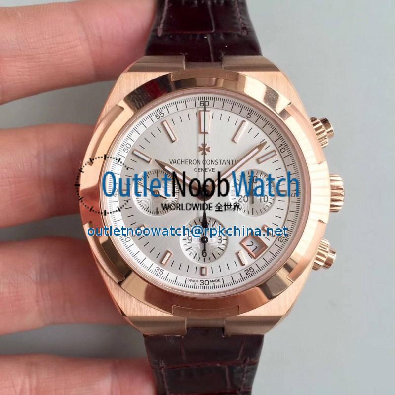 Replica Vacheron Constantin Overseas Chronograph 5500V/000R-B074 JF Rose Gold Silver Dial Swiss 7750