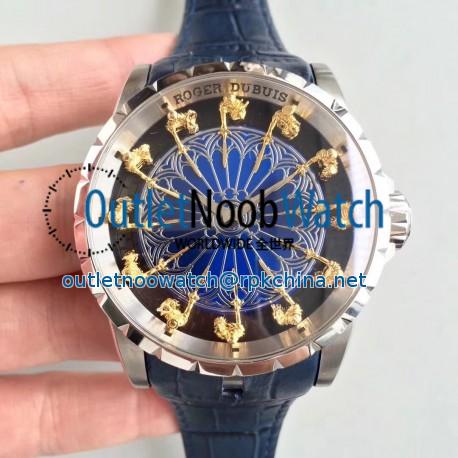 Replica Roger Dubuis Excalibur Knights Of The Round Table II RDDBEX0495 N Stainless Steel Blue Dial M6T15