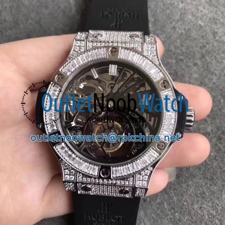 Replica Hublot Big Bang Tourbillon N Stainless Steel & Diamond Skeleton Dial Swiss Tourbillon