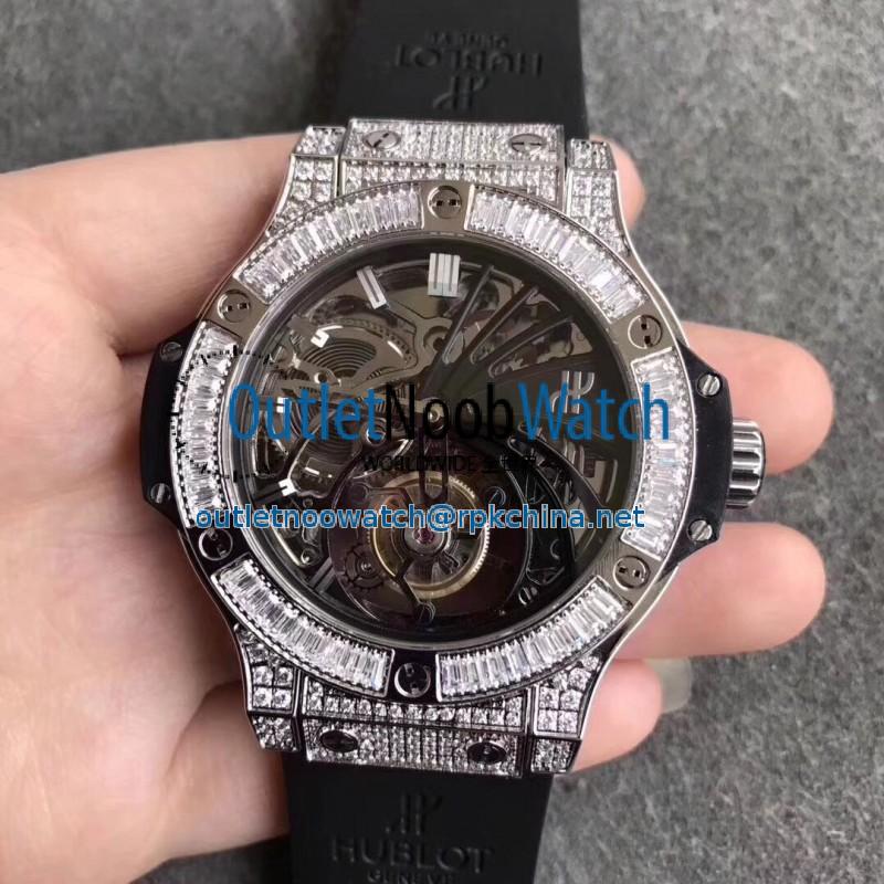 Replica Hublot Big Bang Tourbillon N Stainless Steel & Diamond Skeleton Dial Swiss Tourbillon