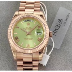 Replica Rolex Day-Date 40 228235 40MM HK Rose Gold Green Dial Swiss 3255