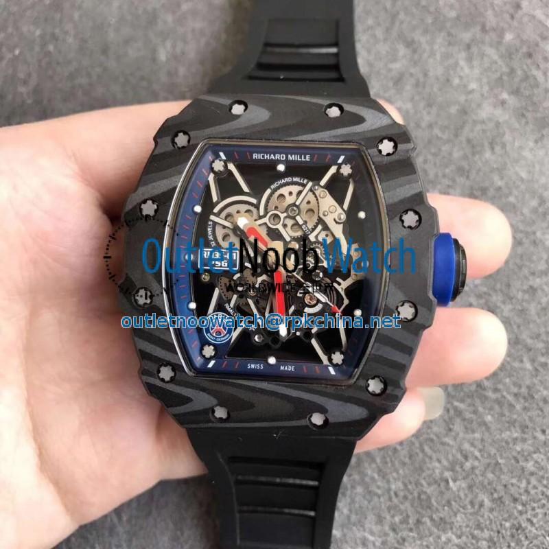 Replica Richard Mille RM35-01 PSG KV Forged Carbon Blue Skeleton Dial M8215