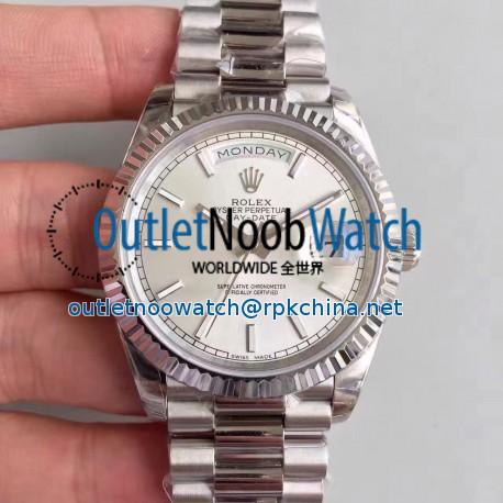 Replica Rolex Day-Date 40 228239 2018 EW Stainless Steel Rhodium Dial Swiss 3255