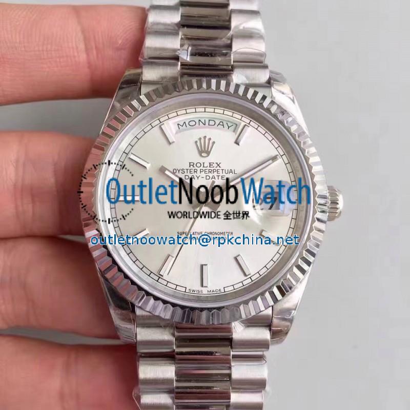 Replica Rolex Day-Date 40 228239 2018 EW Stainless Steel Rhodium Dial Swiss 3255