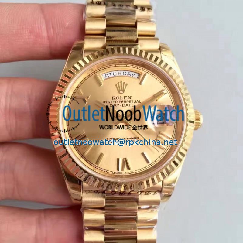 Replica Rolex Day-Date 40 228238 2018 EW Yellow Gold Champagne Dial Swiss 3255