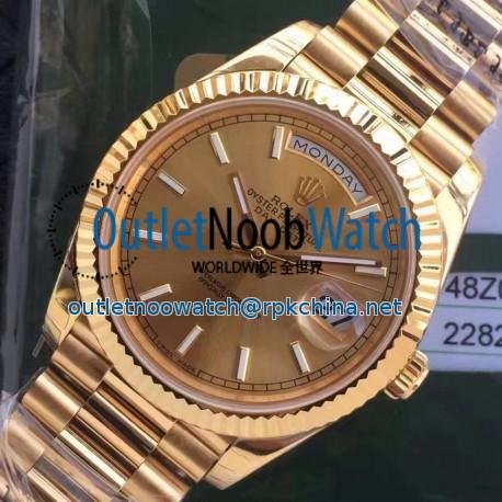 Replica Rolex Day-Date 40 228235 2018 EW Yellow Gold Rose Gold Dial Swiss 3255