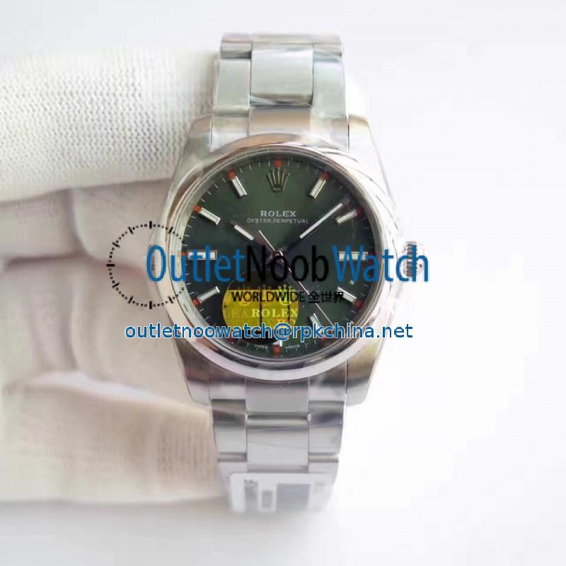 Replica Rolex Oyster Perpetual 34 114300 2018 UB Stainless Steel Green Dial Swiss 2836-2