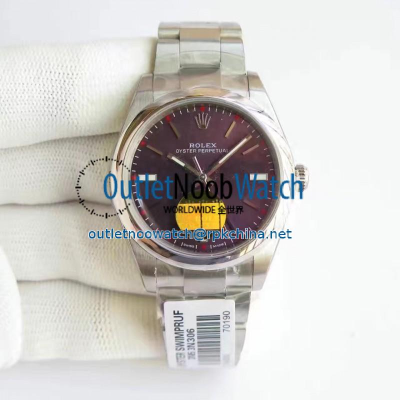 Replica Rolex Oyster Perpetual 34 114300 2018 UB Stainless Steel Red Dial Swiss 2836-2