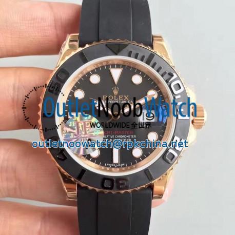 Replica Rolex Yacht-Master 40 116655 2018 JF Rose Gold Black Dial Swiss 2836-2