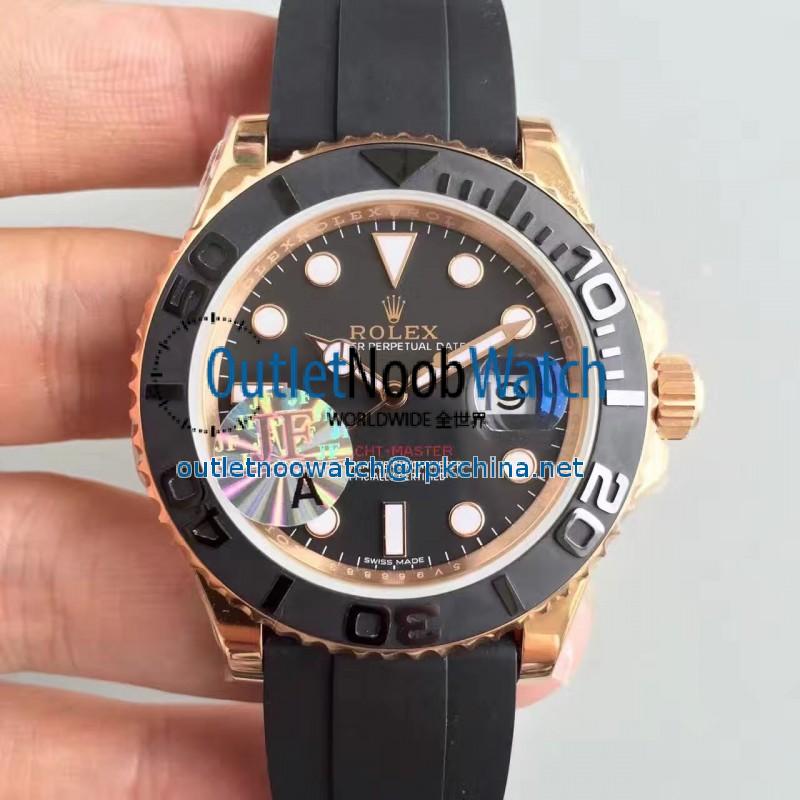 Replica Rolex Yacht-Master 40 116655 2018 JF Rose Gold Black Dial Swiss 2836-2