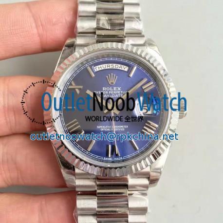 Replica Rolex Day-Date 40 228239 2018 EW Stainless Steel Blue Dial Swiss 3255