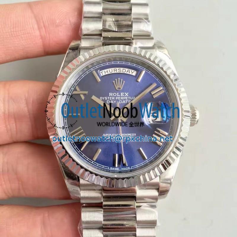 Replica Rolex Day-Date 40 228239 2018 EW Stainless Steel Blue Dial Swiss 3255