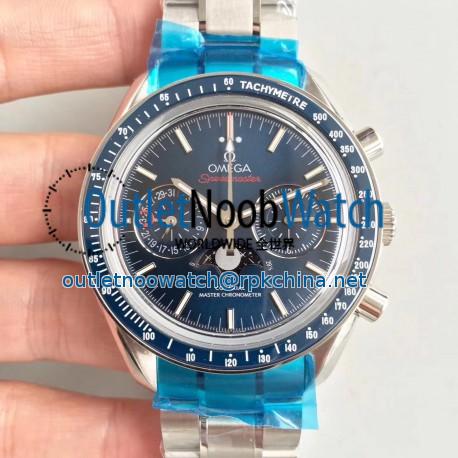 Replica Omega Speedmaster Moonwatch Moonphase Chronograph 304.33.44.52.03.001 BF Stainless Steel Blue Dial Swiss 9300