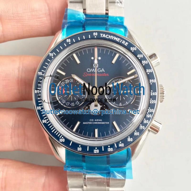 Replica Omega Speedmaster Moonwatch Moonphase Chronograph 304.33.44.52.03.001 BF Stainless Steel Blue Dial Swiss 9300