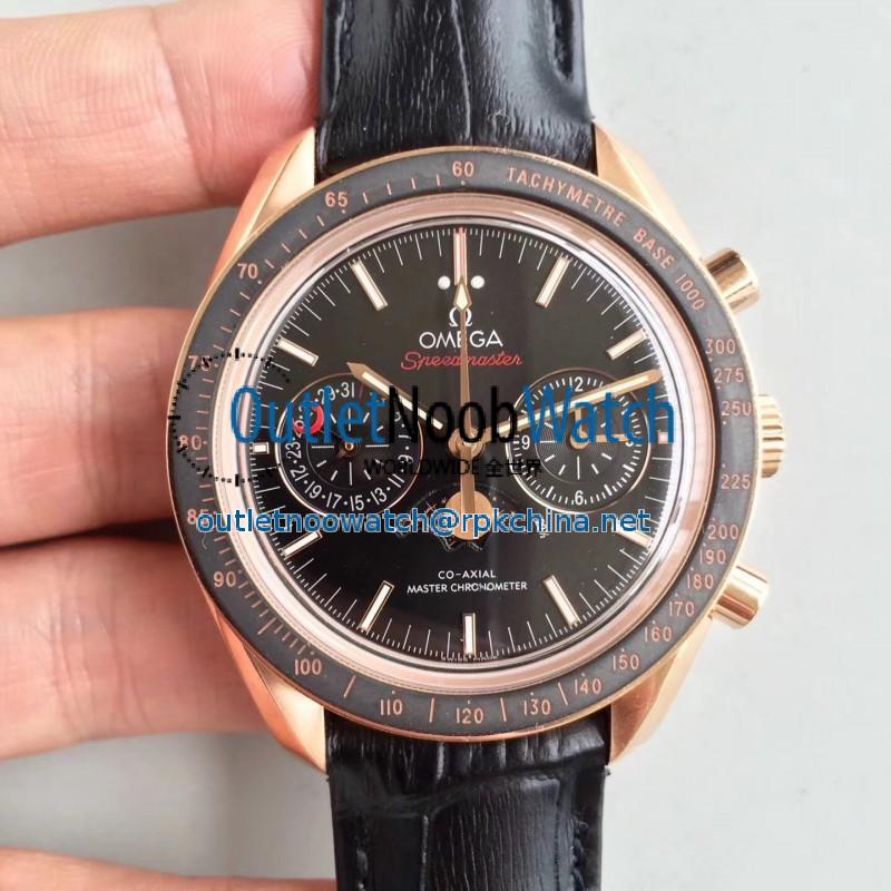 Replica Omega Speedmaster Moonwatch Moonphase Chronograph 304.63.44.52.01.001 BF Rose Gold Black Dial Swiss 9301