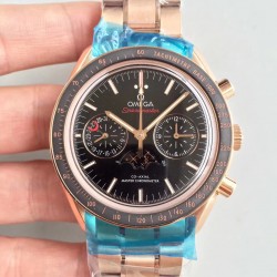 Replica Omega Speedmaster Moonwatch Moonphase Chronograph 304.63.44.52.01.001 BF Rose Gold Black Dial Swiss 9301