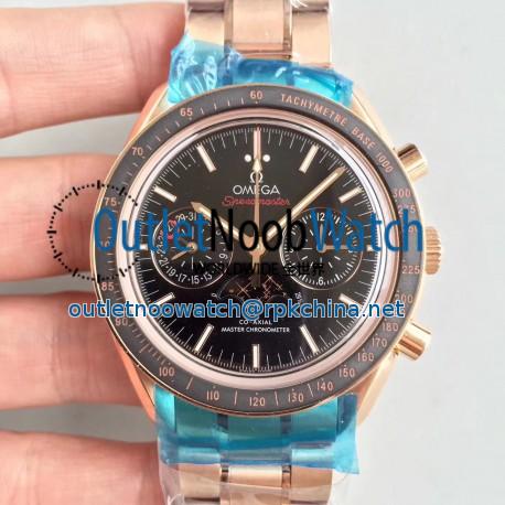 Replica Omega Speedmaster Moonwatch Moonphase Chronograph 304.63.44.52.01.001 BF Rose Gold Black Dial Swiss 9301