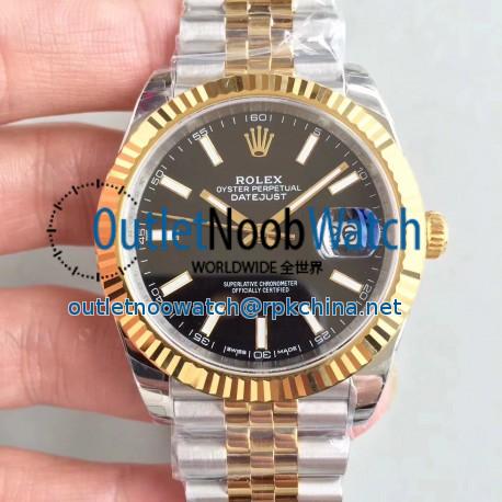 Replica Rolex Datejust II 116333 41MM EW Stainless Steel & Yellow Gold Black Dial Swiss 3235