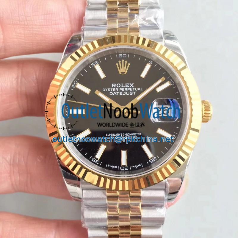 Replica Rolex Datejust II 116333 41MM EW Stainless Steel & Yellow Gold Black Dial Swiss 3235