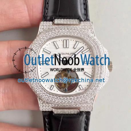 Replica Patek Philippe Nautilus Jumbo 5711 2018 N Stainless Steel & Diamonds White Dial Swiss Tourbillon