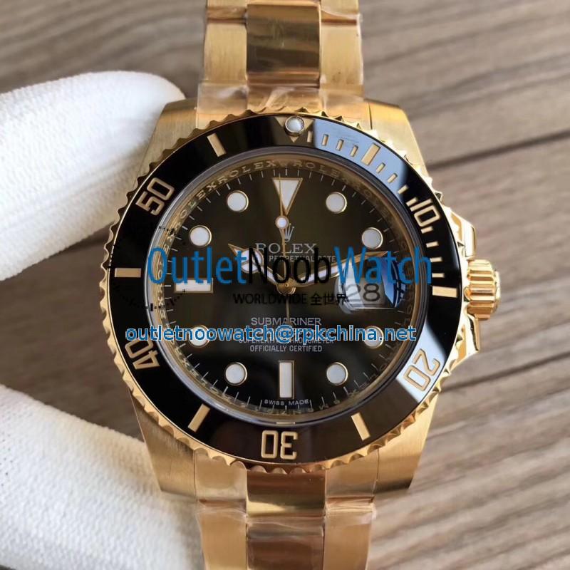 Replica Rolex Submariner Date 116618LN VR 18K Yellow Gold Wrapped Black Dial Swiss 2836-2