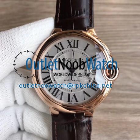 Replica Ballon Bleu De Cartier 42MM WGBB0017 3A 18K Rose Gold Wrapped Silver Dial Swiss 2824-2