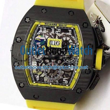 Replica Richard Mille RM011-FM F Massa Brazil GP Chronograph Forged Carbon Yellow Dial Swiss 7750