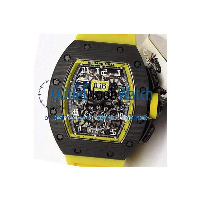 Replica Richard Mille RM011-FM F Massa Brazil GP Chronograph Forged Carbon Yellow Dial Swiss 7750