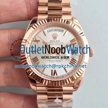 Replica Rolex Day-Date 40 228235 40MM AR Stainless Steel 904L With 18K Rose Gold Wrapped Rhodium Dial Swiss 3255