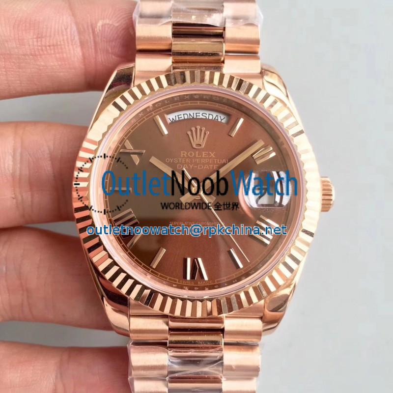 Replica Rolex Day-Date 40 228235 40MM AR Stainless Steel 904L With 18K Rose Gold Wrapped Chocolate Dial Swiss 3255