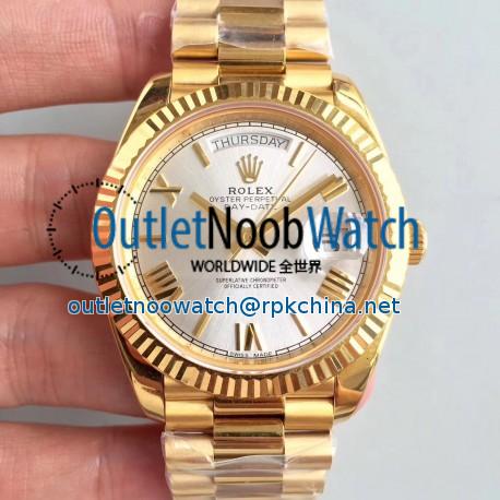 Replica Rolex Day-Date 40 228238 40MM AR Stainless Steel 904L With 18K Yellow Gold Wrapped Rhodium Dial Swiss 3255