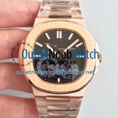 Replica Patek Philippe Nautilus Moonphase 5712R-001 N Rose Gold Black Dial Swiss 240 PS IRM C LU