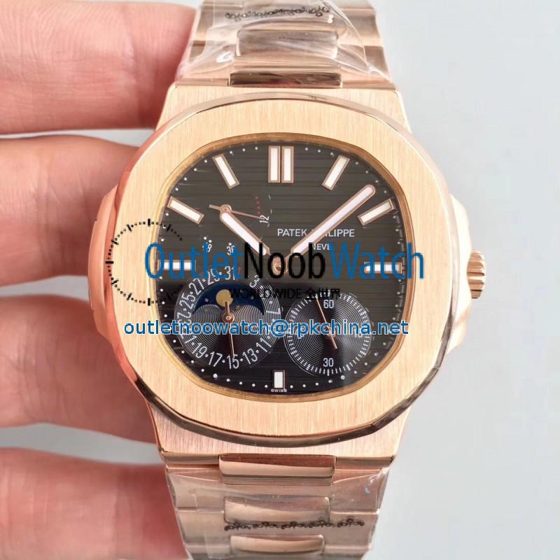 Replica Patek Philippe Nautilus Moonphase 5712R-001 N Rose Gold Black Dial Swiss 240 PS IRM C LU