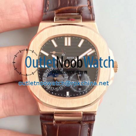 Replica Patek Philippe Nautilus Moonphase 5712R-001 N Rose Gold Black Dial Swiss 240 PS IRM C LU