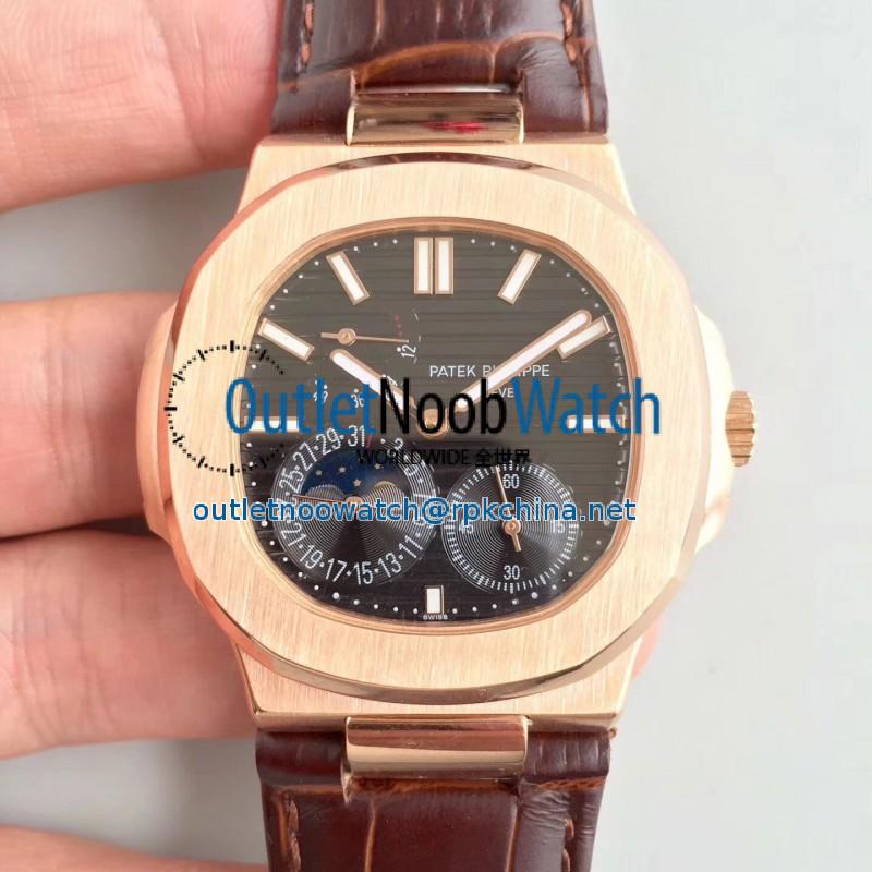 Replica Patek Philippe Nautilus Moonphase 5712R-001 N Rose Gold Black Dial Swiss 240 PS IRM C LU