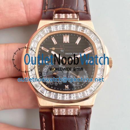 Replica Patek Philippe Nautilus Moonphase 5712R-001 N Rose Gold & Diamond Black Dial Swiss 240 PS IRM C LU