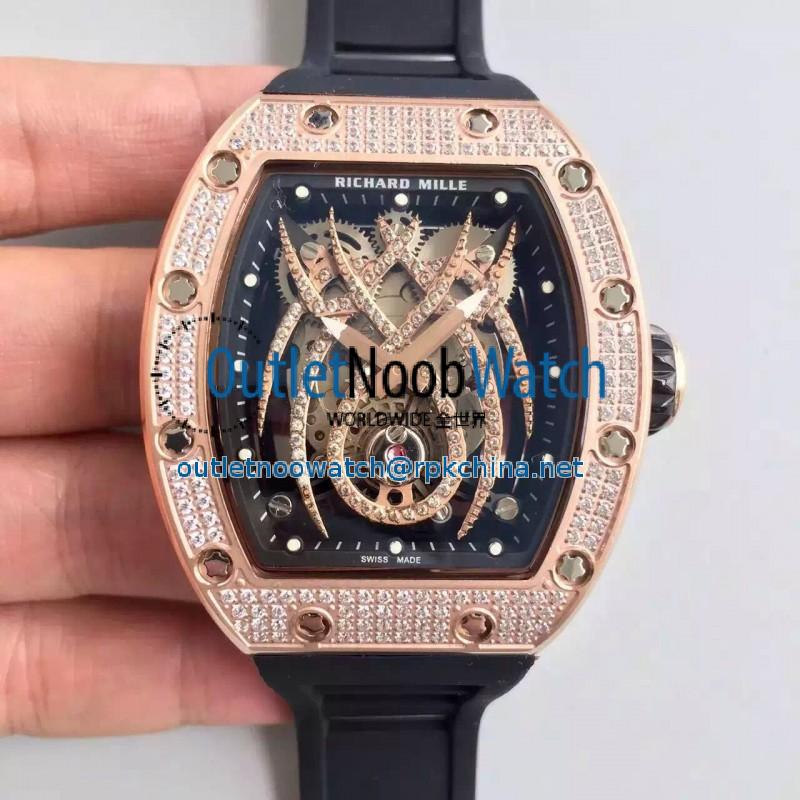 Replica Richard Mille 19-01 SF Rose Gold & Diamond Diamond Spyder Dial M6T51