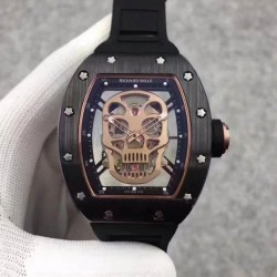 Replica Richard Mille RM052 KV Black Ceramic Gold Skull Dial M6T51