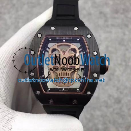 Replica Richard Mille RM052 KV Black Ceramic Gold Skull Dial M6T51