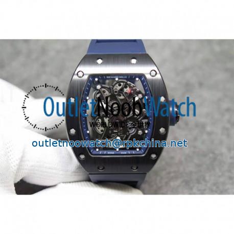 Replica Richard Mille RM55 Black Ceramic Blue Skeleton Dial M8215