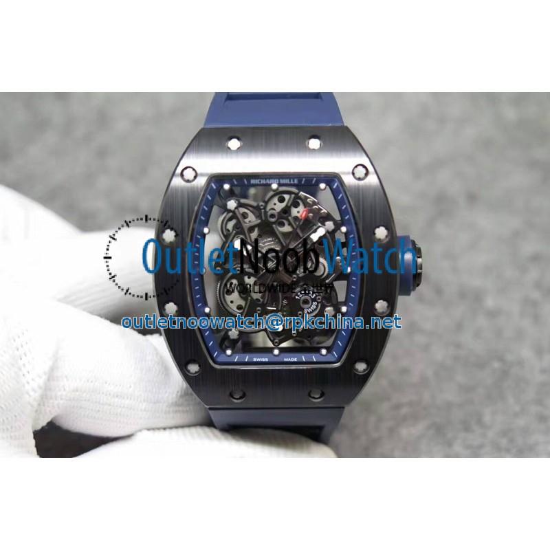 Replica Richard Mille RM55 Black Ceramic Blue Skeleton Dial M8215