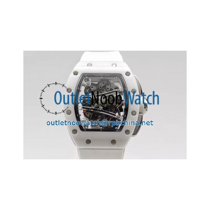 Replica Richard Mille RM59-01M White Ceramic Black Skeleton Dial M8215