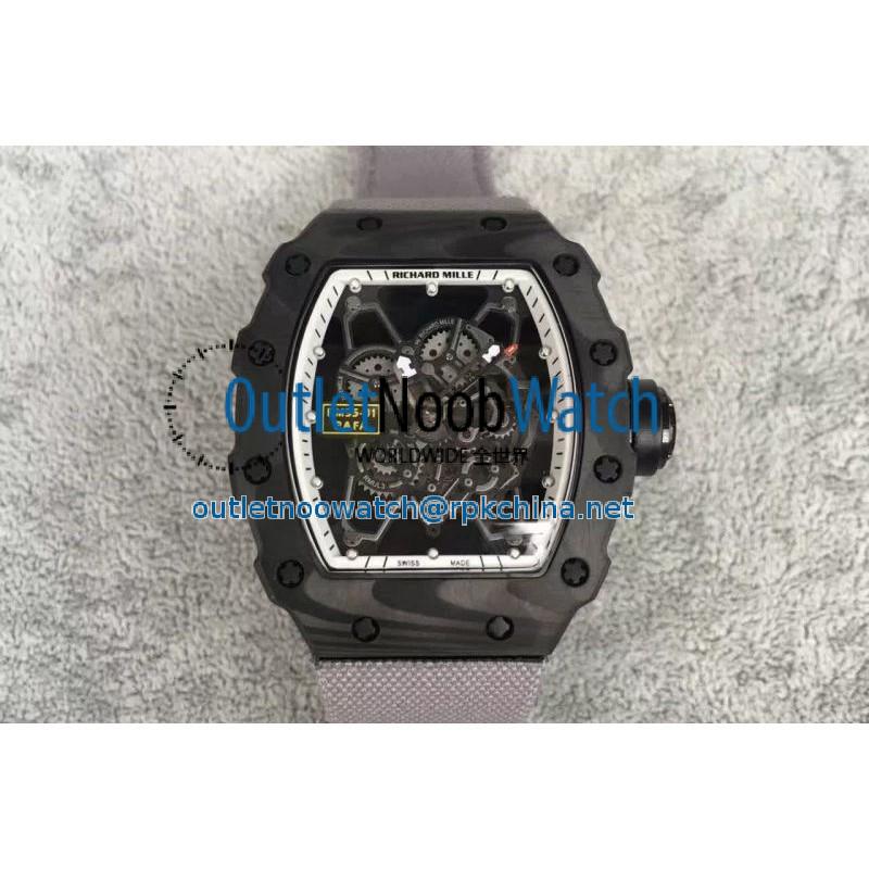 Replica Richard Mille RM35-01 Rafael Nadal Forged Carbon Skeleton White Dial Gray Nylon Strap M9015