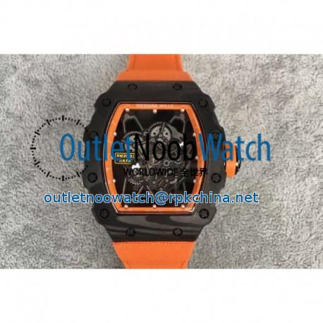 Replica Richard Mille RM35-01 Rafael Nadal Forged Carbon Skeleton Orange Dial Orange Nylon Strap M9015