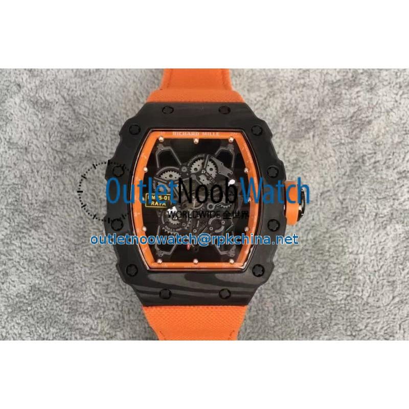 Replica Richard Mille RM35-01 Rafael Nadal Forged Carbon Skeleton Orange Dial Orange Nylon Strap M9015